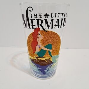 Disney The Little Mermaid Gold Glitter Sun Pint Drinking Glass‎